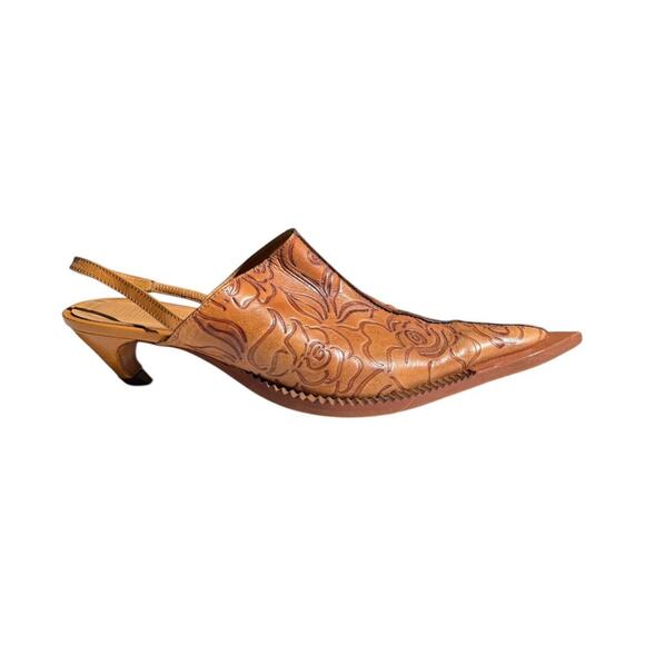 KNWLS Shoes - Embossed, leather sling back mule